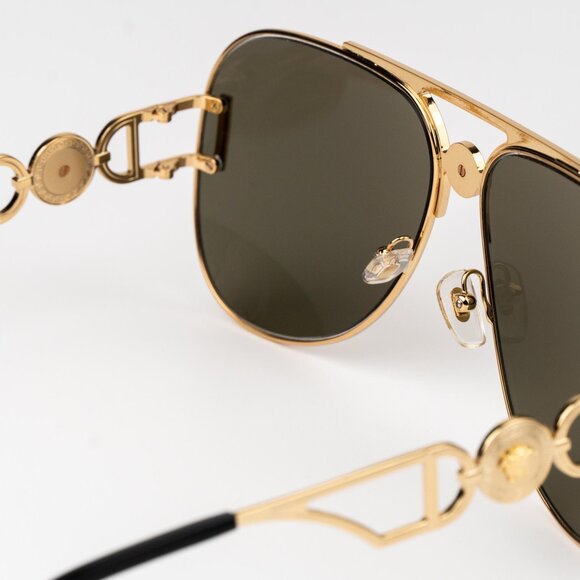 NEW Versace VE2255 100203 Gold Yellow Mirrored Metal Pilot Women Sunglasses main image 4